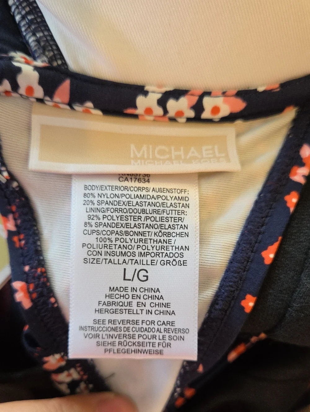 Michael Kors Blue, Pink & White Bikini Top Only Size Large